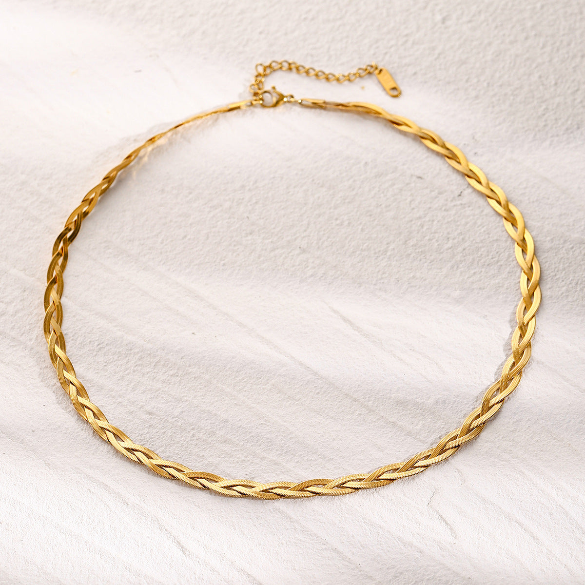 Gold Herringbone Necklace for Women – Layered Design, Waterproof, Hypoallergenic Gold Chain, 15-Inch Length 2