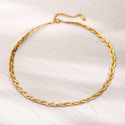 Gold Herringbone Necklace for Women – Layered Design, Waterproof, Hypoallergenic Gold Chain, 15-Inch Length 2
