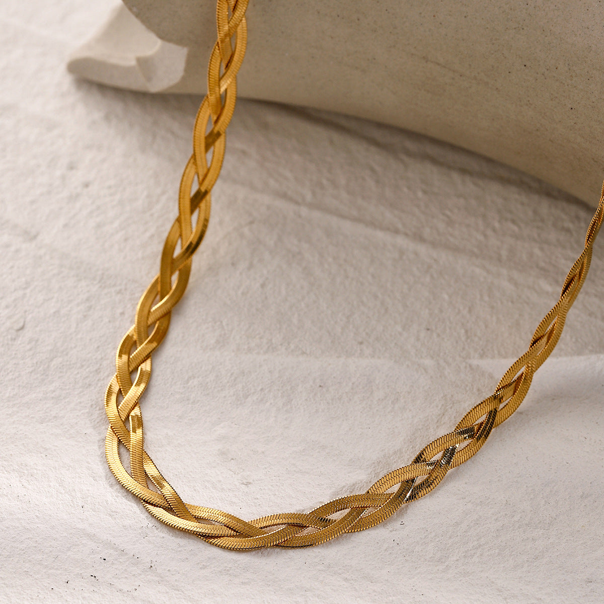 Gold Herringbone Necklace for Women – Layered Design, Waterproof, Hypoallergenic Gold Chain, 15-Inch Length 3
