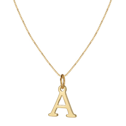 Gold Initial Necklace for Women, 14k Gold-Plated Minimal Serif Design, Adjustable Length Everyday Accessory