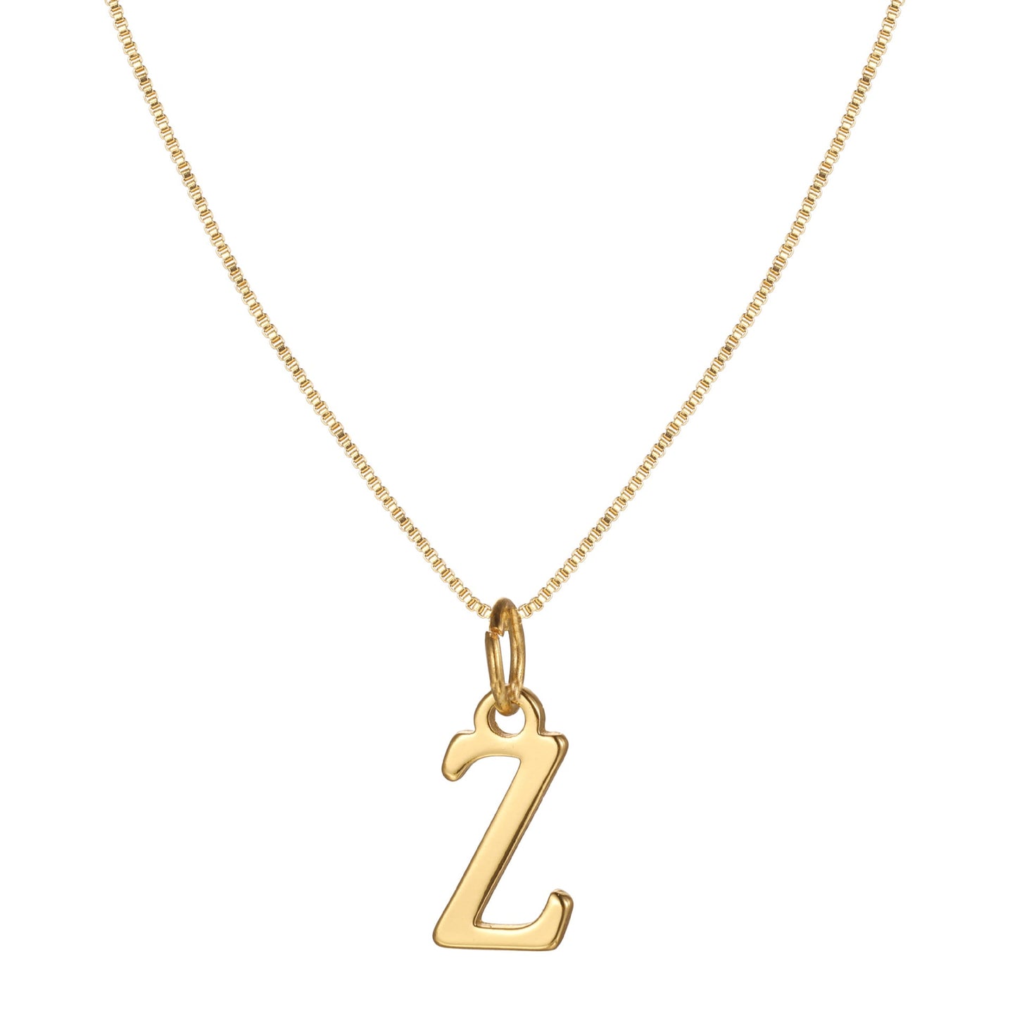 Gold Initial Necklace for Women, 14k Gold-Plated Minimal Serif Design, Adjustable Length Everyday Accessory