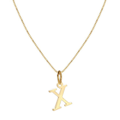 Gold Initial Necklace for Women, 14k Gold-Plated Minimal Serif Design, Adjustable Length Everyday Accessory