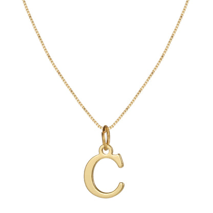 Gold Initial Necklace for Women, 14k Gold-Plated Minimal Serif Design, Adjustable Length Everyday Accessory