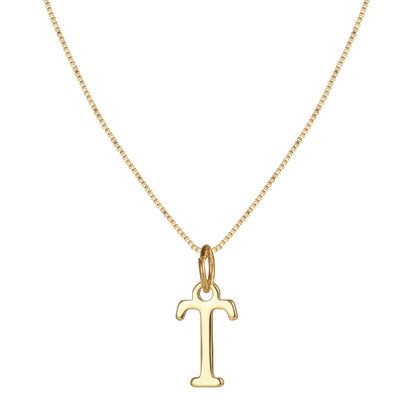 Gold Initial Necklace for Women, 14k Gold-Plated Minimal Serif Design, Adjustable Length Everyday Accessory