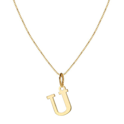 Gold Initial Necklace for Women, 14k Gold-Plated Minimal Serif Design, Adjustable Length Everyday Accessory