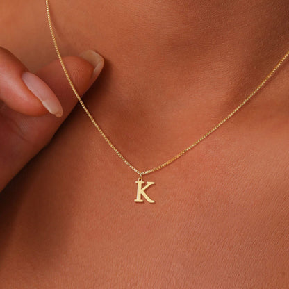 Gold Initial Necklace for Women, 14k Gold-Plated Minimal Serif Design, Adjustable Length Everyday Accessory