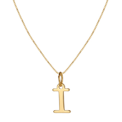 Gold Initial Necklace for Women, 14k Gold-Plated Minimal Serif Design, Adjustable Length Everyday Accessory