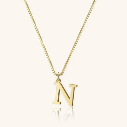 Gold Initial Necklace for Women – Hypoallergenic Stainless Steel with 14k Gold Plating, 16-Inch Chain 24
