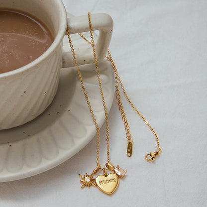 Gold Locket Necklace with Hand-Engraved Mom Charm – Waterproof, Hypoallergenic, 16-Inch Length, 17 mm Pendant 4