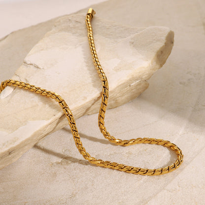 Gold Necklace for Women - 18k Gold-Plated Stainless Steel Round Link Chain - Hypoallergenic and Lightweight 5