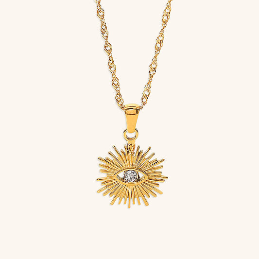 Gold Necklace with Sun Pendant - Waterproof 18k Gold-Plated Chain Jewelry for Women 0