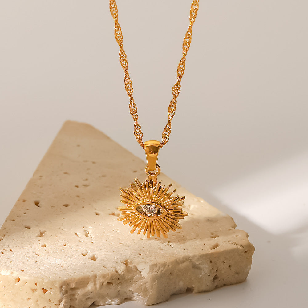 Gold Necklace with Sun Pendant - Waterproof 18k Gold-Plated Chain Jewelry for Women 4