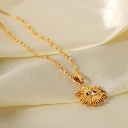 Gold Necklace with Sun Pendant - Waterproof 18k Gold-Plated Chain Jewelry for Women 5