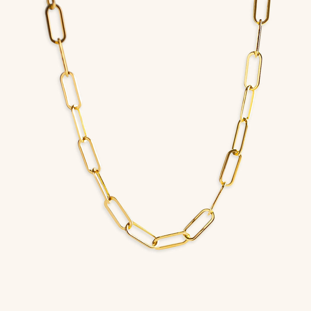 Gold Paperclip Chain Necklace – 18k Gold-Plated Modern Chic Accessory for Women, Stylish Lightweight Design 0