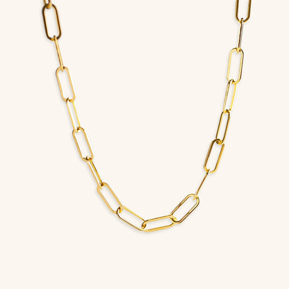 Gold Paperclip Chain Necklace – 18k Gold-Plated Modern Chic Accessory for Women, Stylish Lightweight Design 0