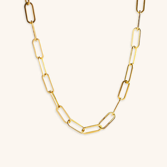 Gold Paperclip Chain Necklace – 18k Gold-Plated Modern Chic Accessory for Women, Stylish Lightweight Design 0