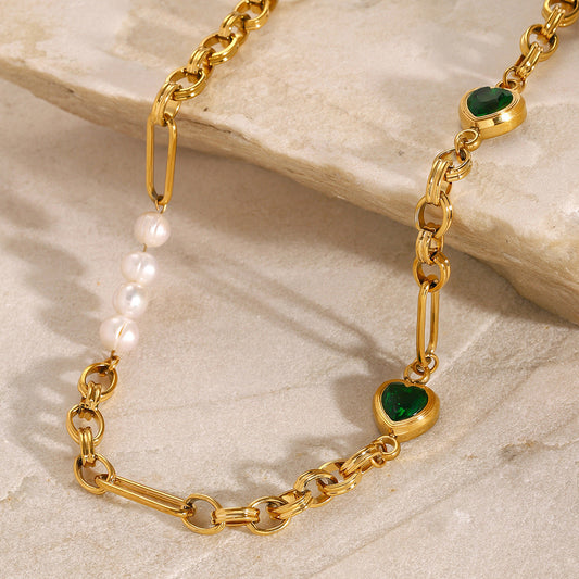 Gold Pearl Necklace & Bracelet Set – Hypoallergenic, Waterproof, Eco-Friendly Jewelry for Women 1