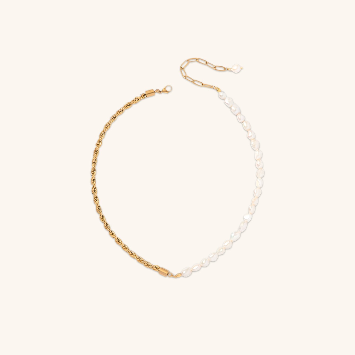 Gold Pearl Necklace with Freshwater Pearls – 18k Gold Chain, Adjustable Length 18-22 Inches, Elegant Women's Jewelry 5
