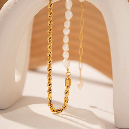 Gold Pearl Necklace with Freshwater Pearls – 18k Gold Chain, Adjustable Length 18-22 Inches, Elegant Women's Jewelry 7