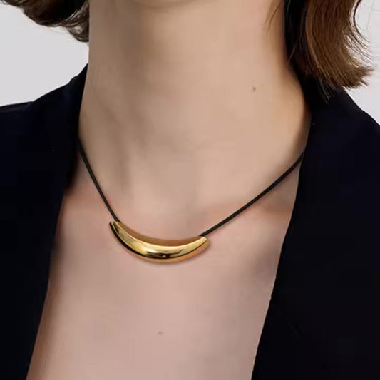 Gold Pendant Necklace for Women – Minimalist 18k Gold Chain with Slim Black Cord, Waterproof and Hypoallergenic 1