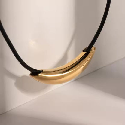 Gold Pendant Necklace for Women – Minimalist 18k Gold Chain with Slim Black Cord, Waterproof and Hypoallergenic 2