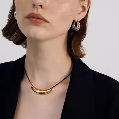 Gold Pendant Necklace for Women – Minimalist 18k Gold Chain with Slim Black Cord, Waterproof and Hypoallergenic 3