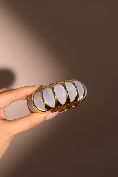 Women's Bangle Bracelet Blue Acrylic Gold Plated - 1