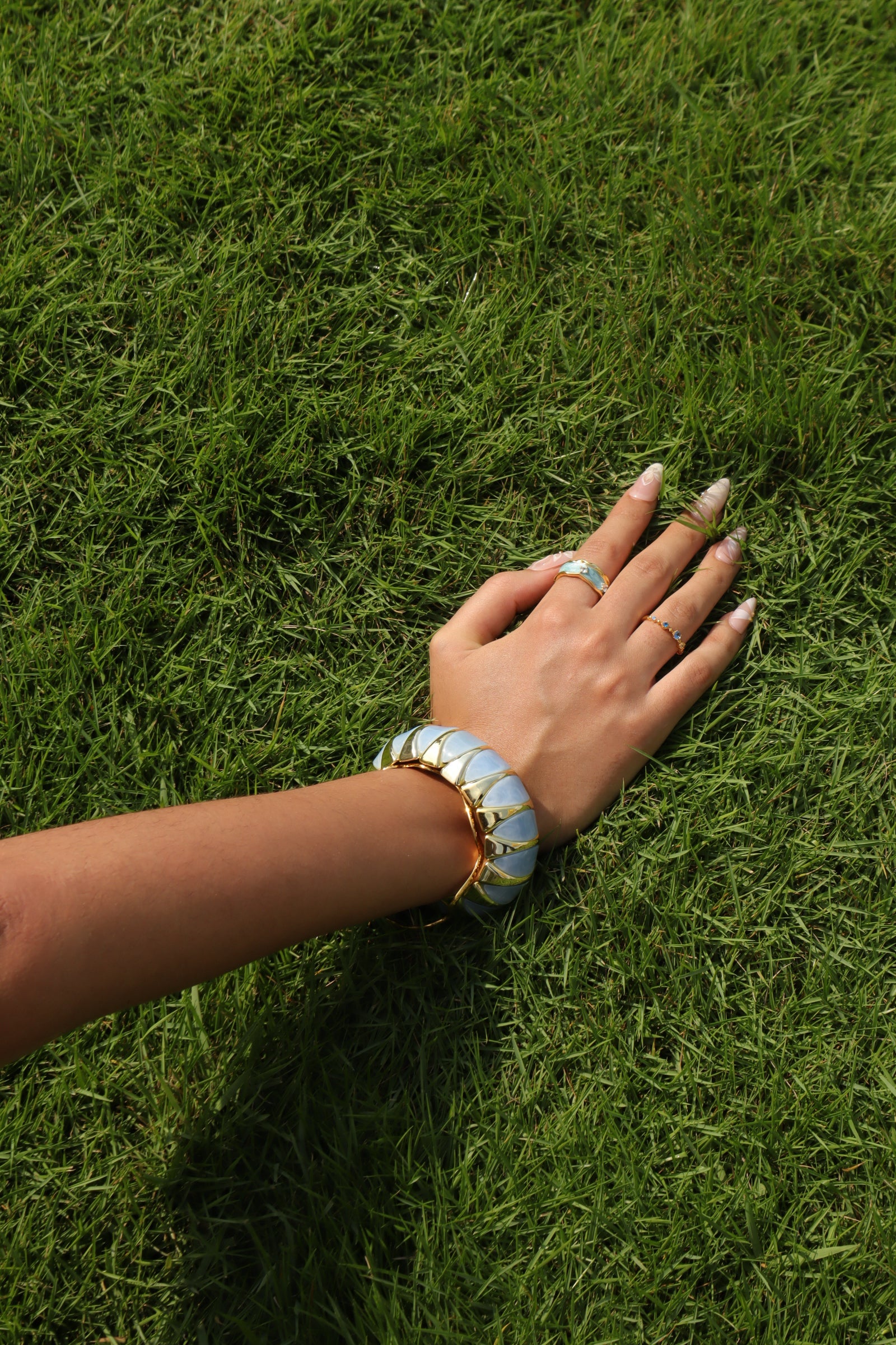 Women's Bangle Bracelet Blue Acrylic Gold Plated - 2