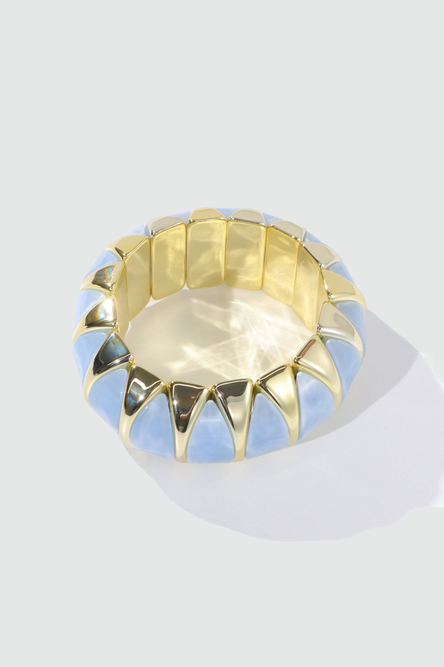 Women's Bangle Bracelet Blue Acrylic Gold Plated - 4