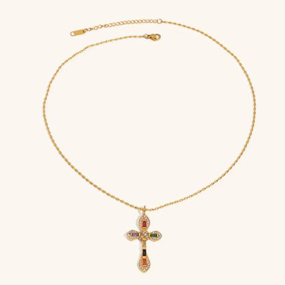 Gold Plated Diamond Crucifix Necklace for Women – Hypoallergenic Stainless Steel, 16-Inch with 2-Inch Extension 6