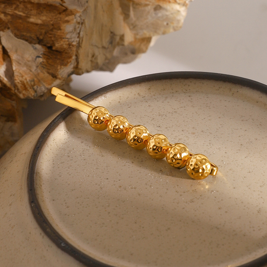 Gold Seashell Hair Clip with Coral Beads – Hypoallergenic, Waterproof, Lightweight Accessory for Women 2