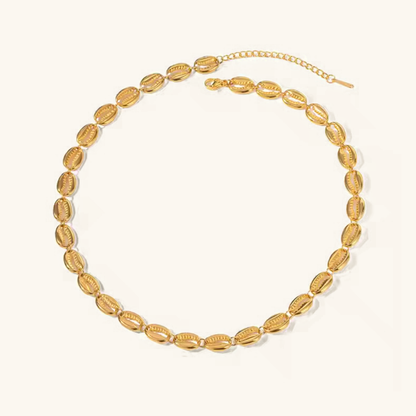 Gold Seashell Necklace for Women – 18k Gold-Plated, Waterproof, Hypoallergenic, 16-Inch Adjustable Chain 0
