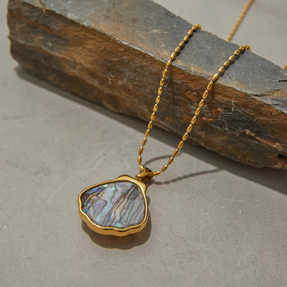 Gold Seashell Pendant Necklace with Opal Shimmer – Waterproof, Hypoallergenic Stainless Steel Jewelry for Women, 18-Inch Length 3
