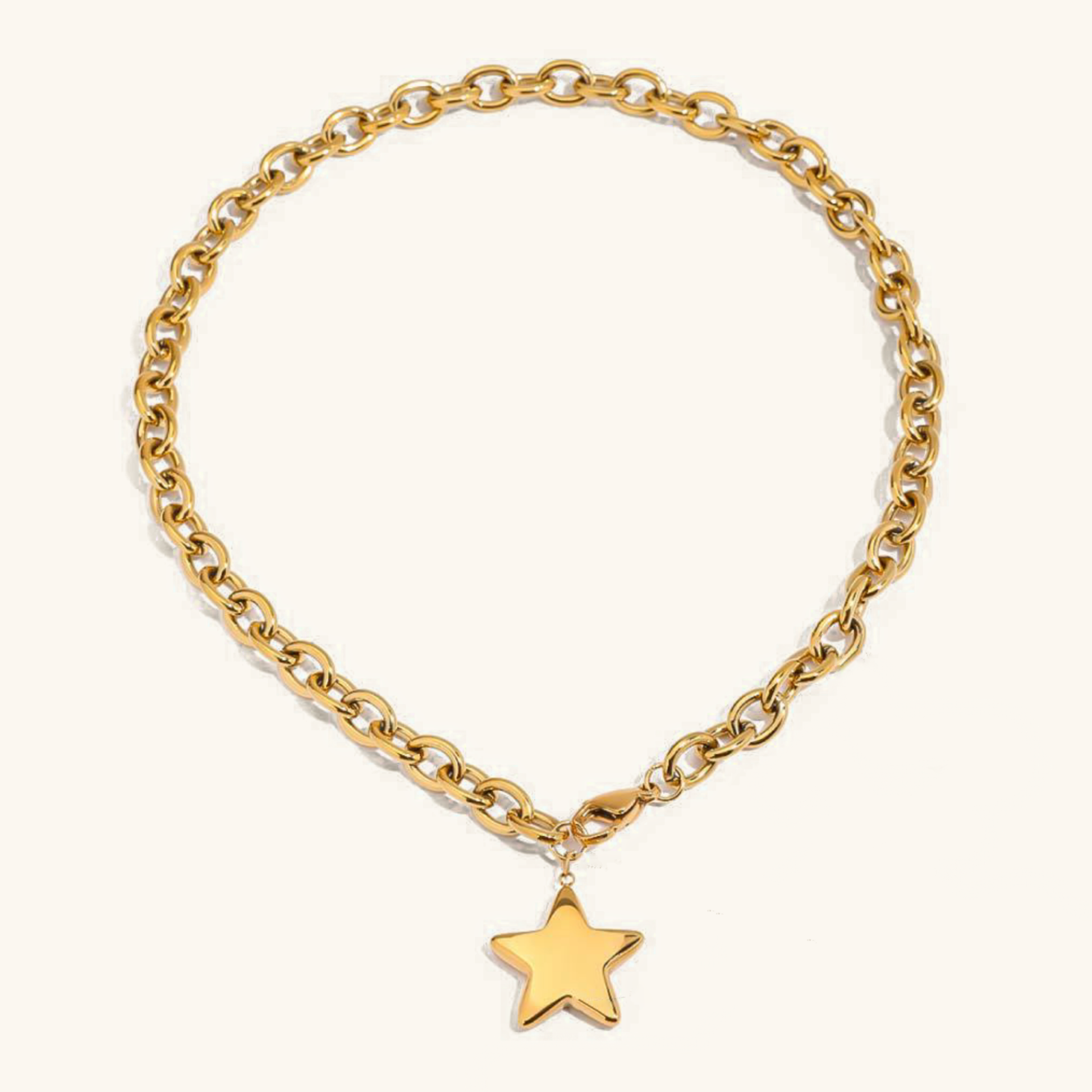 Gold Star Pendant Necklace – 18k Gold Plated Stainless Steel, Waterproof, Hypoallergenic, 16-Inch Chain 0