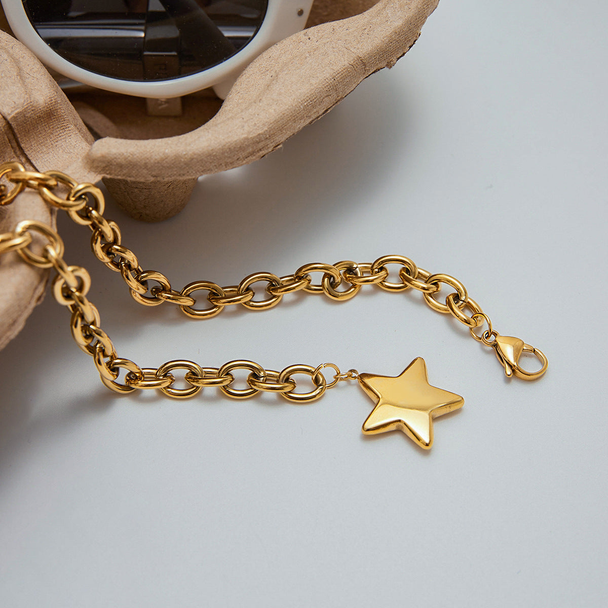 Gold Star Pendant Necklace – 18k Gold Plated Stainless Steel, Waterproof, Hypoallergenic, 16-Inch Chain 6