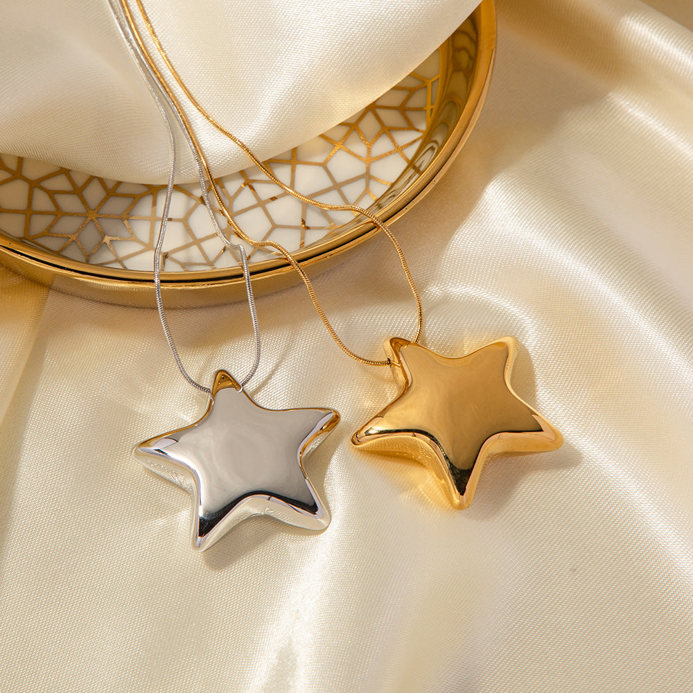 Gold Star Pendant Necklace for Women – Hypoallergenic Stainless Steel with 18K Gold Plating, Adjustable 16-Inch Chain 2