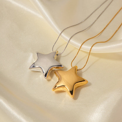Gold Star Pendant Necklace for Women – Hypoallergenic Stainless Steel with 18K Gold Plating, Adjustable 16-Inch Chain 4