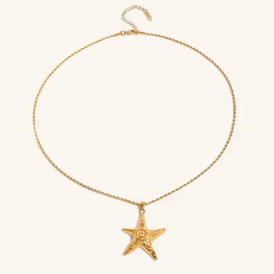 Gold Starfish Necklace for Women – Elegant 18k Gold Plated Pendant on Waterproof Chain, Hypoallergenic and Lightweight 0
