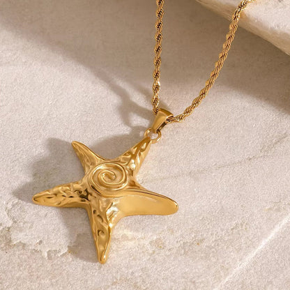 Gold Starfish Necklace for Women – Elegant 18k Gold Plated Pendant on Waterproof Chain, Hypoallergenic and Lightweight 3