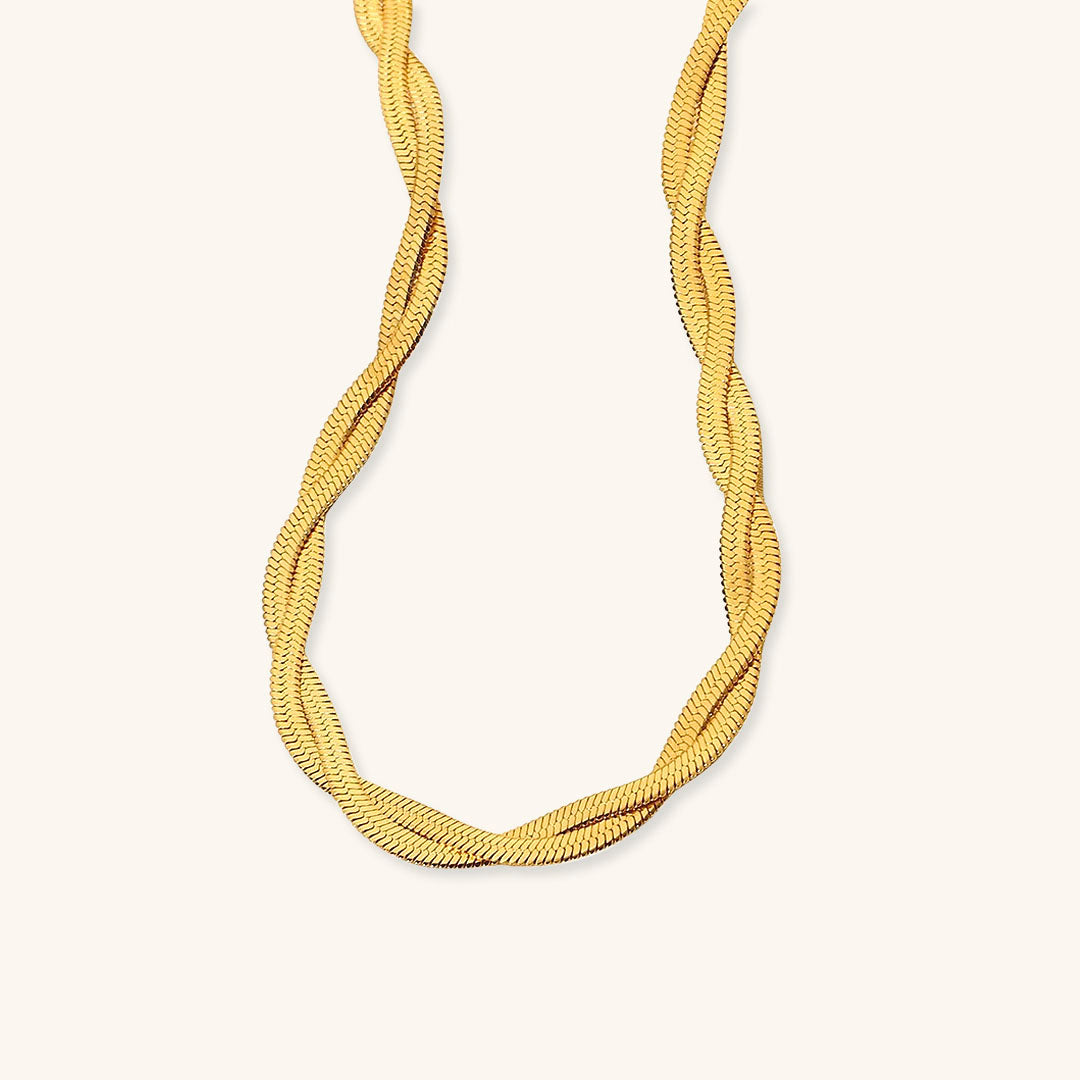 Gold Twisted Chain Necklace for Women – 18k Gold-Plated Stainless Steel, Adjustable 15-Inch Length 0