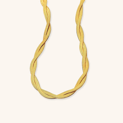 Gold Twisted Chain Necklace for Women – 18k Gold-Plated Stainless Steel, Adjustable 15-Inch Length 0