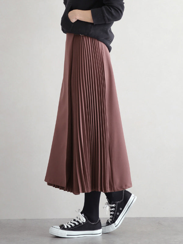 Women's Pleated A-Line Midi Skirt - additional product view | Hensley London