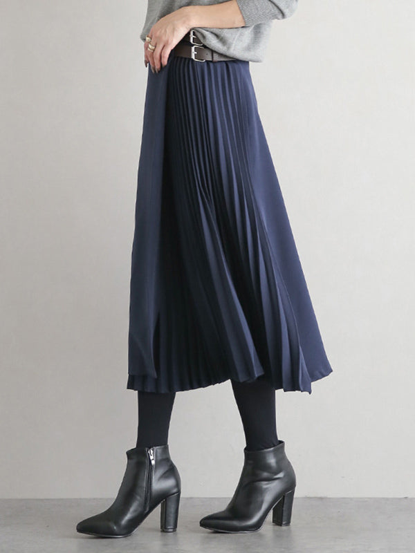Women's Pleated A-Line Midi Skirt - additional product view | Hensley London