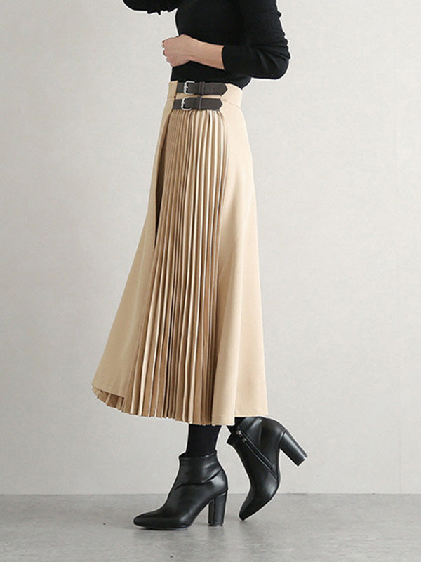 Women's Pleated A-Line Midi Skirt - additional product view | Hensley London