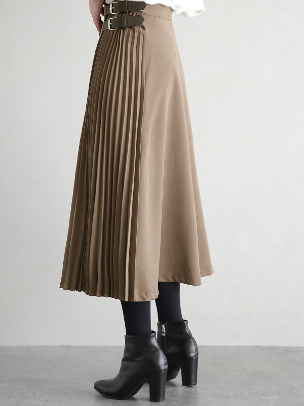 Women's Pleated A-Line Midi Skirt - additional product view | Hensley London