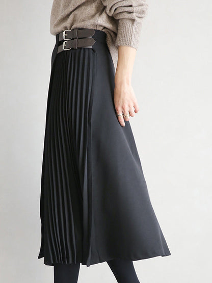 Women's Pleated A-Line Midi Skirt - additional product view | Hensley London