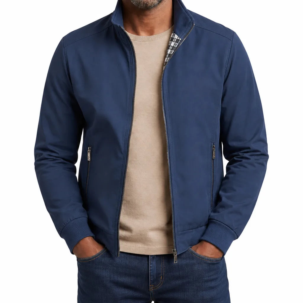 Men's Zip Bomber Jacket – product view | Hensley London