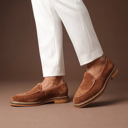 Men's Woven Contrast-Trim Loafers – product view | Hensley London