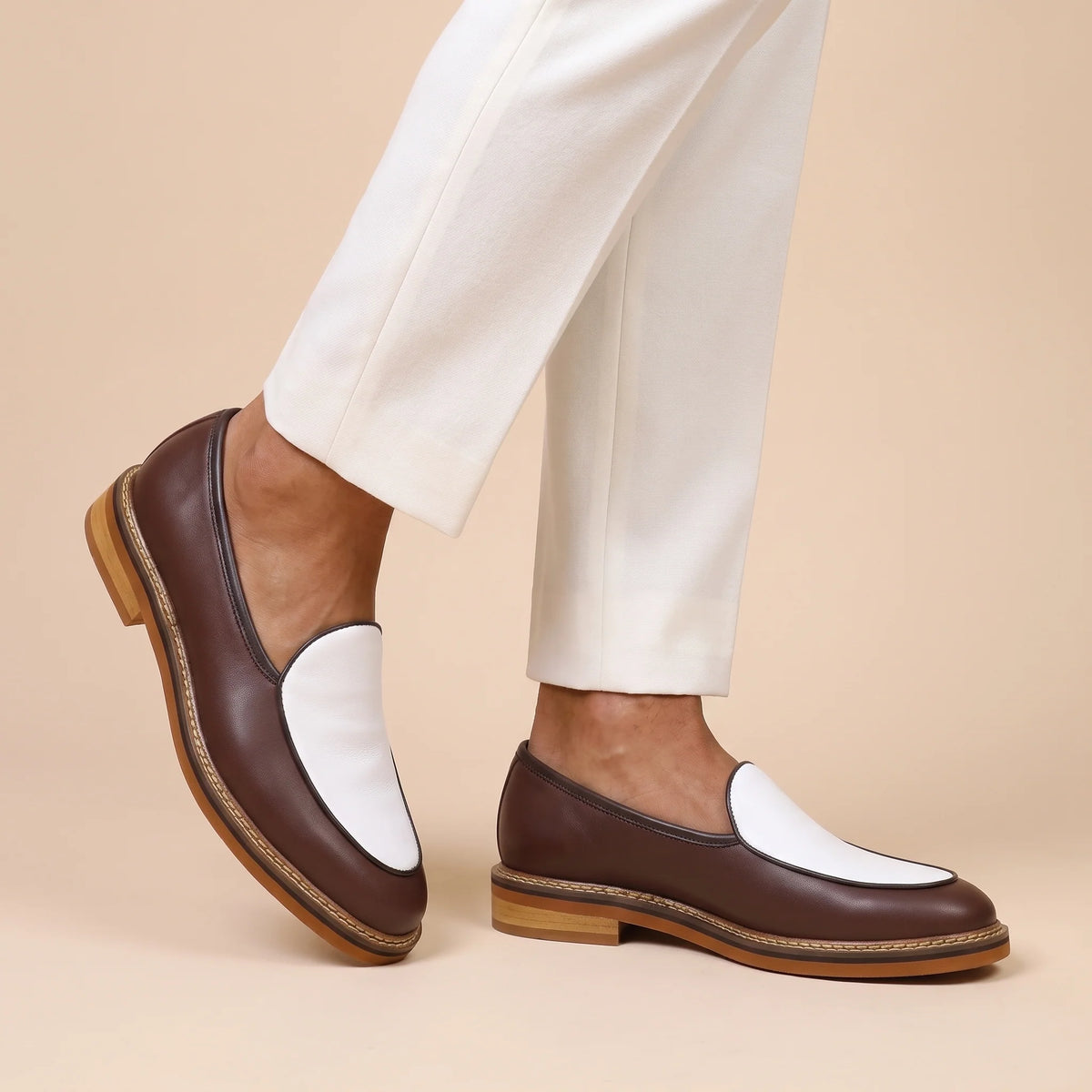 Men's Woven Contrast-Trim Loafers – product view | Hensley London