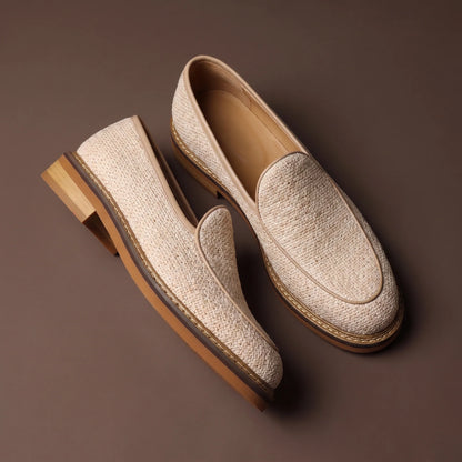 Men's Woven Contrast-Trim Loafers – product view | Hensley London